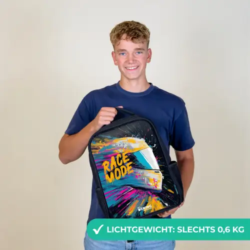 Racehelm - Verfspatten - Penseelstreken - Race mode Rugzak - Zwart middel -sfeer7_NL