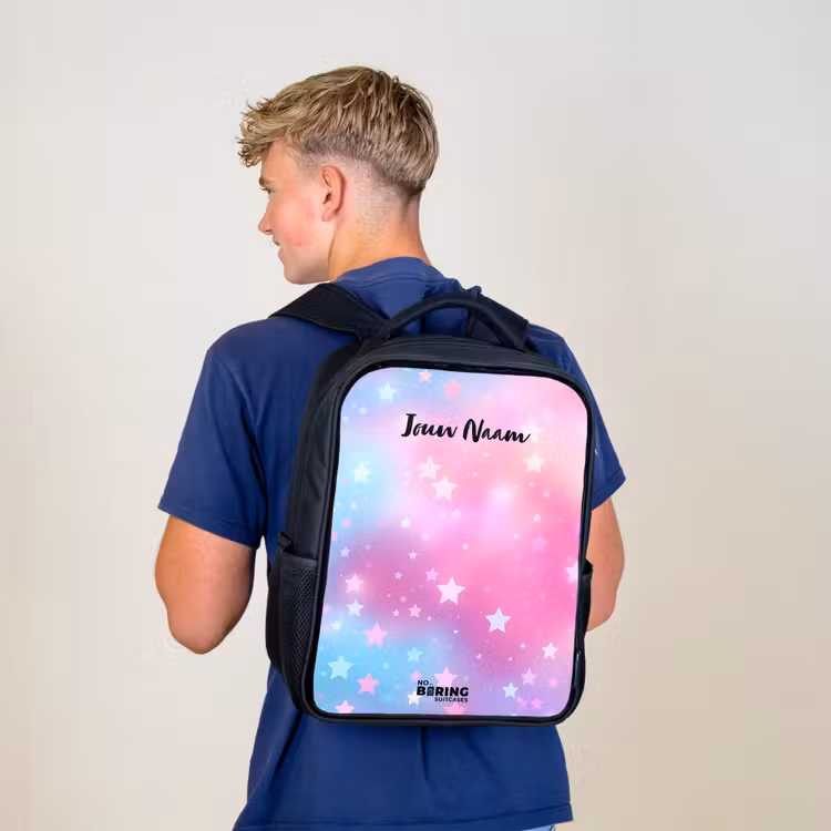 Sterren - Roze - Blauw Rugzak - Zwart middel -sfeer8