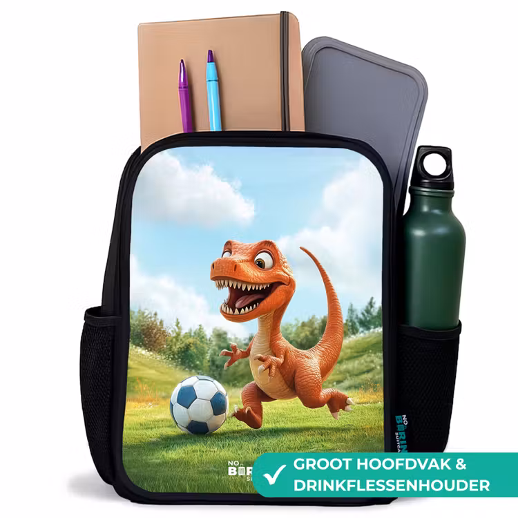 Voetbal - Dino - Sport Rugzak - Zwart middel -inhoud_NL