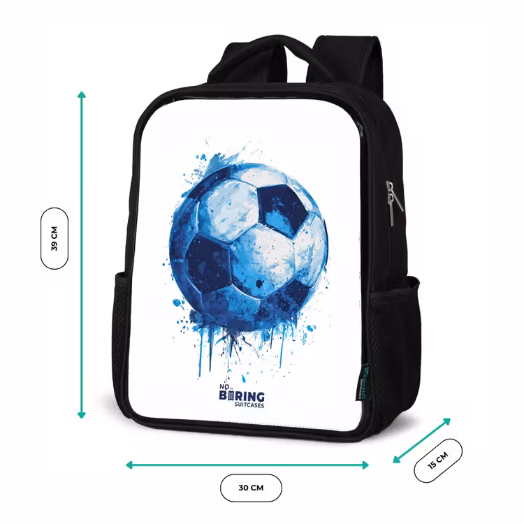 Voetbal - Inktspatten - Blauw - Bal Rugzak - Zwart middel -productfoto_formaten