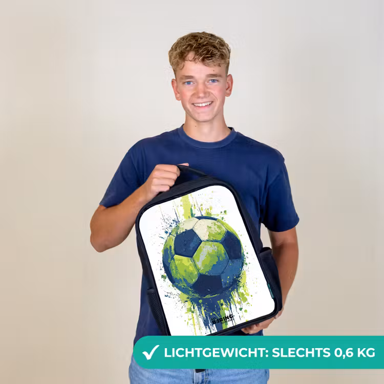 Voetbal - Verf - Groen - Blauw Rugzak - Zwart middel -sfeer7_NL