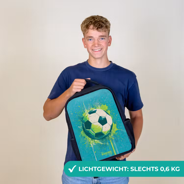 Voetbal - Verfspatten - Groen - Blauw Rugzak - Zwart middel -sfeer7_NL