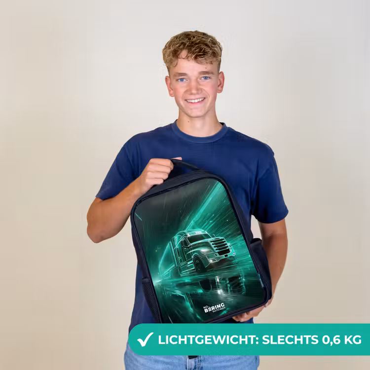 Vrachtwagen - Neon - Groen - Stad Rugzak - Zwart middel -sfeer7_NL