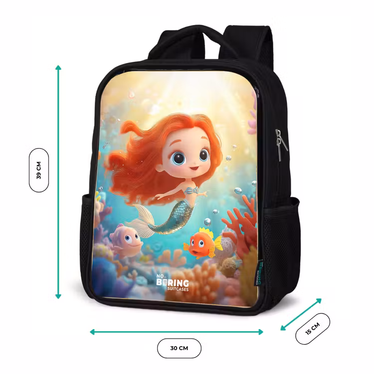 Zeemeermin - Vissen - Koraal Rugzak - Zwart middel -productfoto_formaten