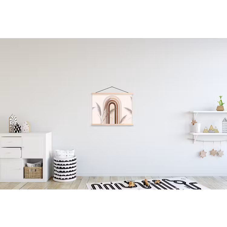 Abstract - Bogen - Plant - Boho - Beige textielposter latten blank klein -kinderkamer