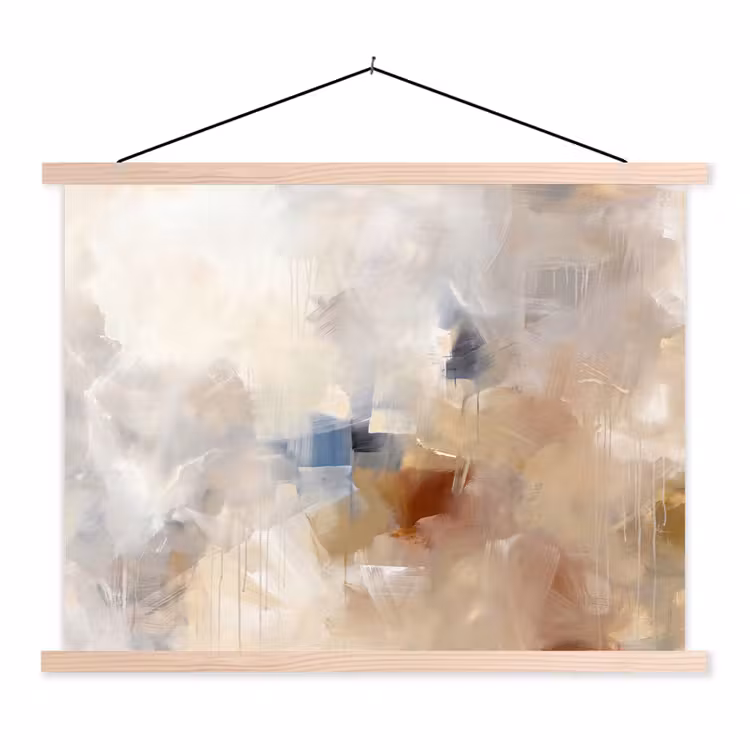 Abstract - Borstelstreken - Modern - Beige - Kunst textielposter latten blank klein -3d