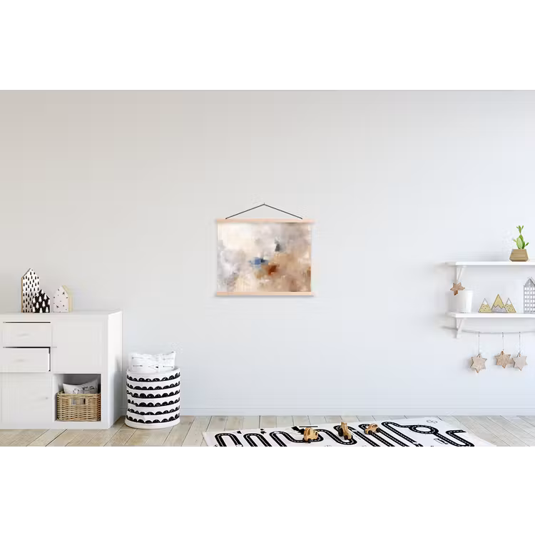Abstract - Borstelstreken - Modern - Beige - Kunst textielposter latten blank klein -kinderkamer