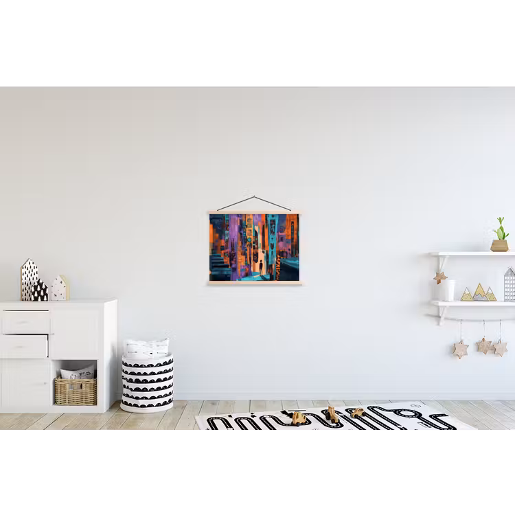 Abstract - Figuren - Kleurrijk textielposter latten blank klein -kinderkamer