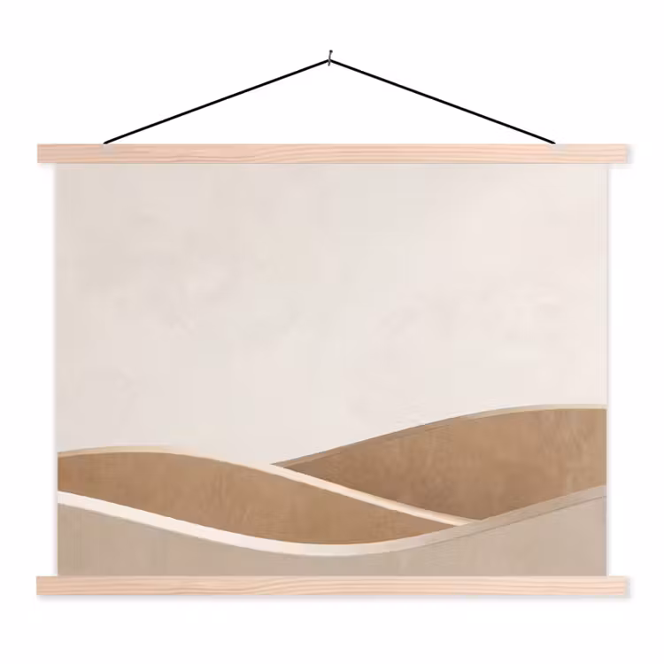 Abstract - Golven - Modern - Beige textielposter latten blank klein -3d