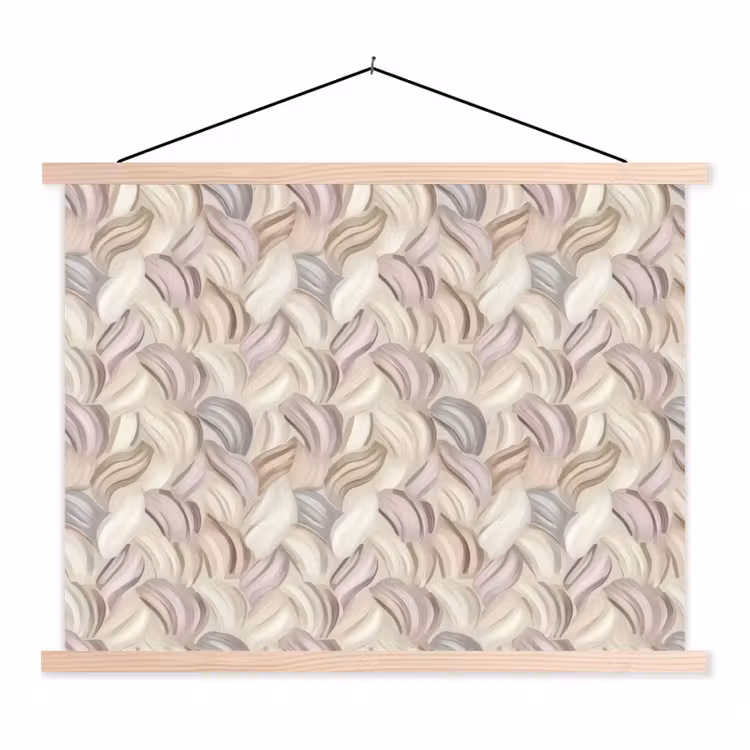 Abstract - Golvend - Pastel textielposter latten blank klein 122 -3d