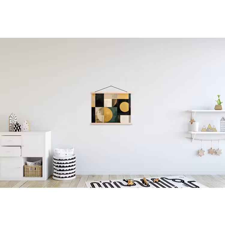 Abstract - Goud - Brons - Vormen - Geometrisch textielposter latten blank klein -kinderkamer