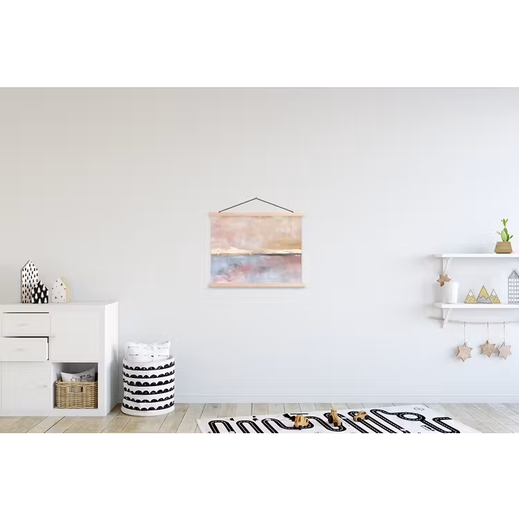 Abstract - Horizontaal - Kunst - Roze - Goud textielposter latten blank klein -kinderkamer