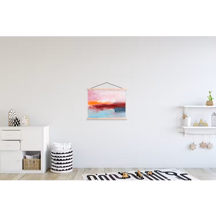 Abstract - Kleuren - Modern - Kunst - Roze textielposter latten blank klein -kinderkamer