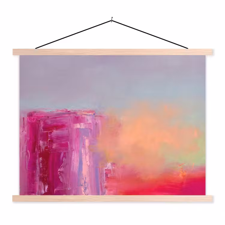 Abstract - Kleuren - Modern - Roze textielposter latten blank klein -3d