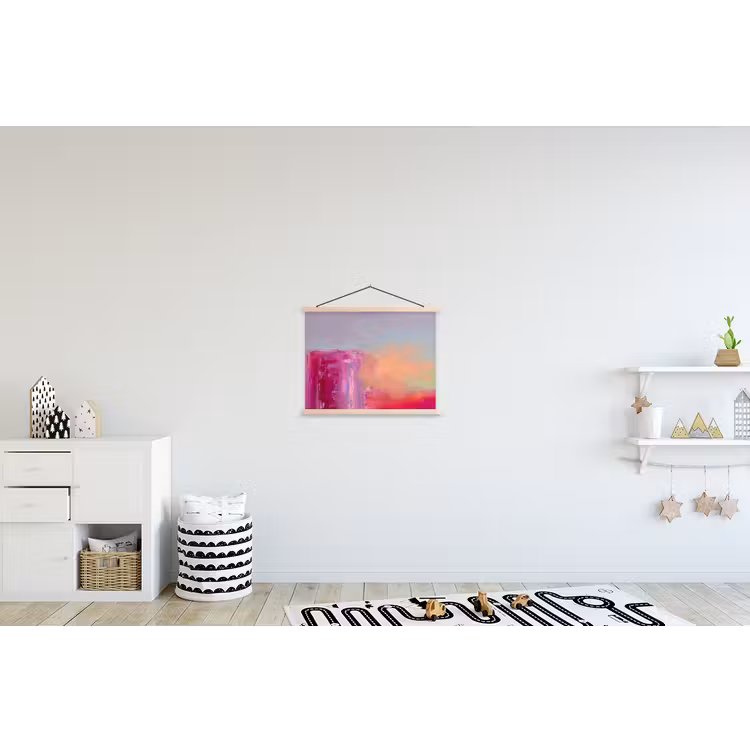 Abstract - Kleuren - Modern - Roze textielposter latten blank klein -kinderkamer