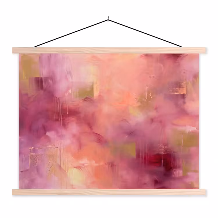 Abstract - Kleuren - Modern - Roze - Paars textielposter latten blank klein -3d