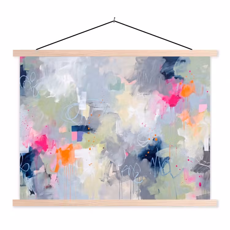 Abstract - Kleurrijk - Modern - Kunst textielposter latten blank klein -3d
