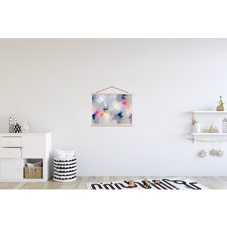 Abstract - Kleurrijk - Modern - Kunst textielposter latten blank klein -kinderkamer