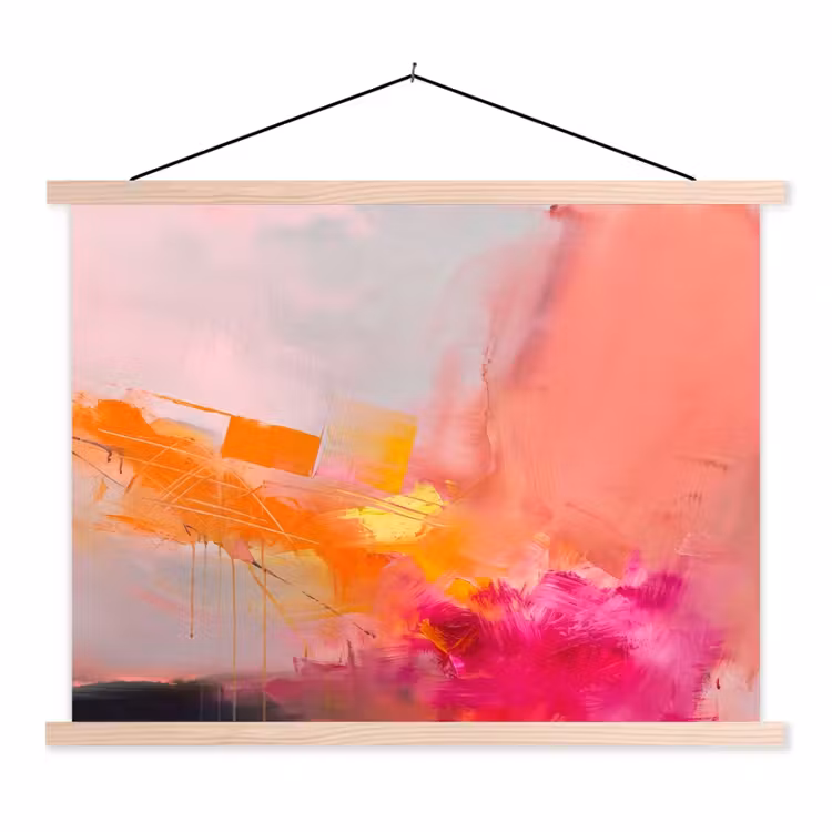 Abstract - Kleurrijk - Modern - Roze textielposter latten blank klein -3d