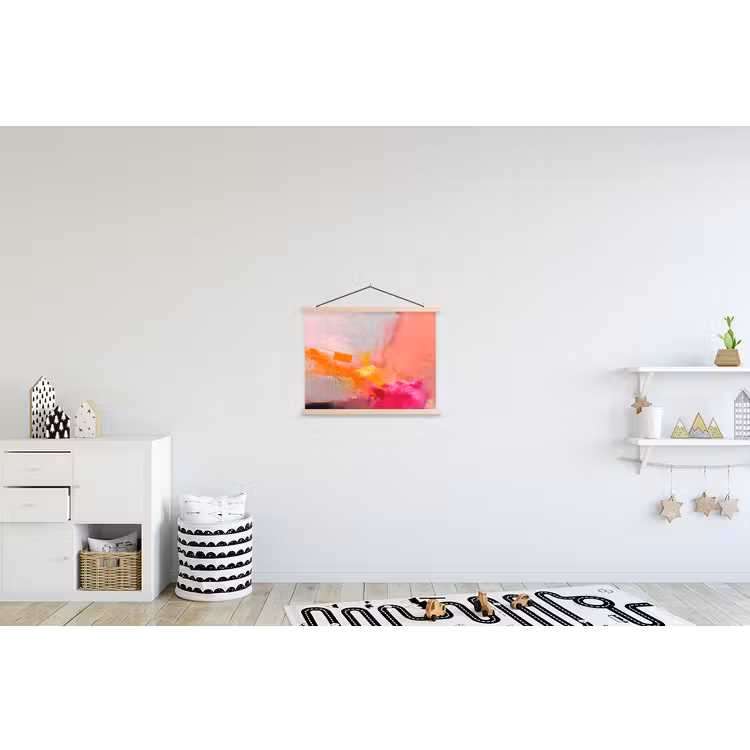 Abstract - Kleurrijk - Modern - Roze textielposter latten blank klein -kinderkamer