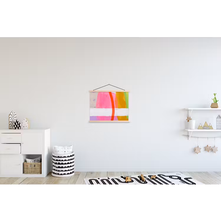 Abstract - Kleurrijk - Vormen - Modern - Kunst textielposter latten blank klein -kinderkamer