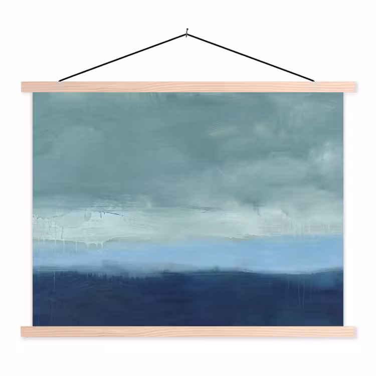 Abstract - Lagen - Rust - Modern - Blauw textielposter latten blank klein -3d