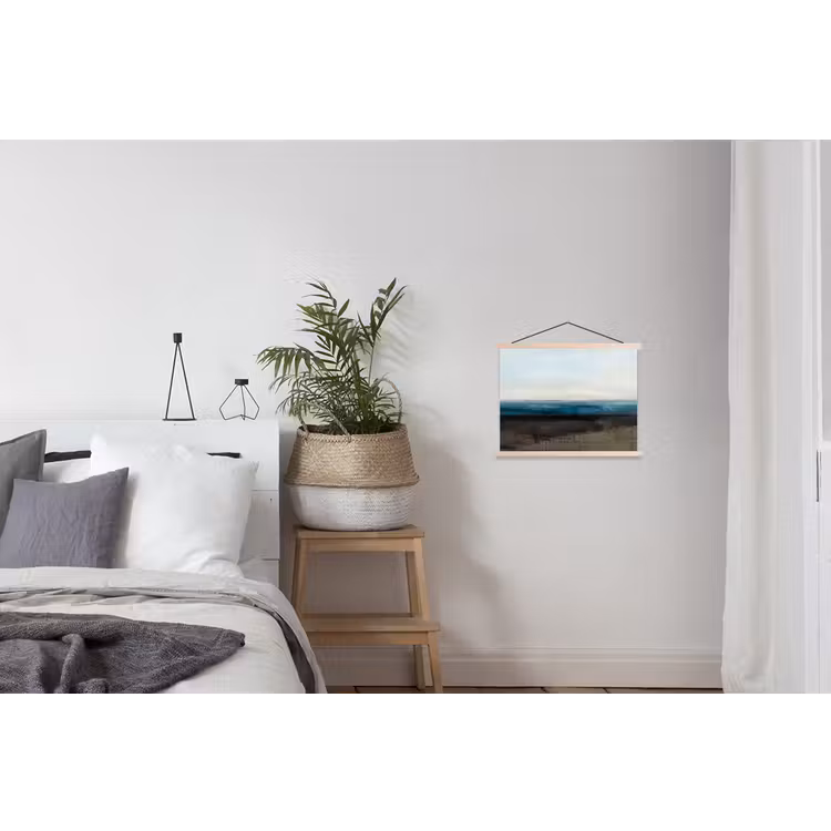 Abstract - Landschap - Horizon - Blauw - Modern textielposter latten blank klein -woonkamer