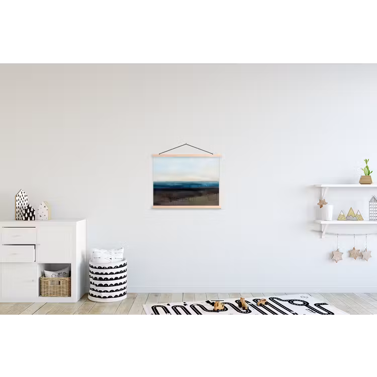 Abstract - Landschap - Horizon - Blauw - Modern textielposter latten blank klein -kinderkamer