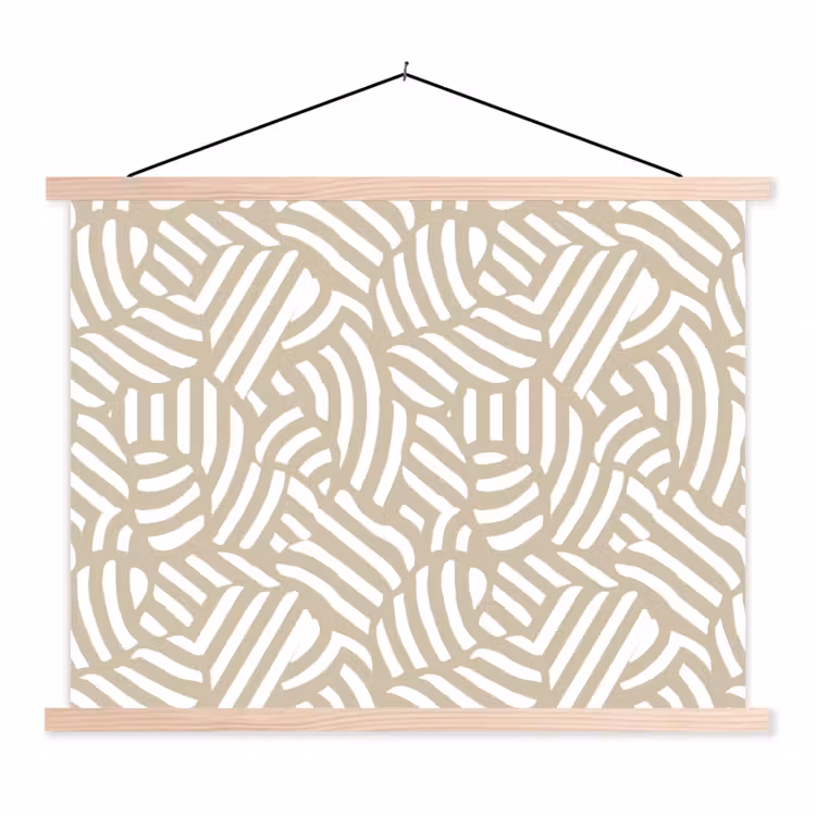 Abstract - Modern - Beige textielposter latten blank klein 122 -3d