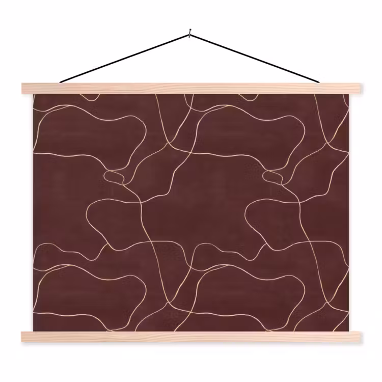 Abstract - Modern - Bruin textielposter latten blank klein 122 -3d