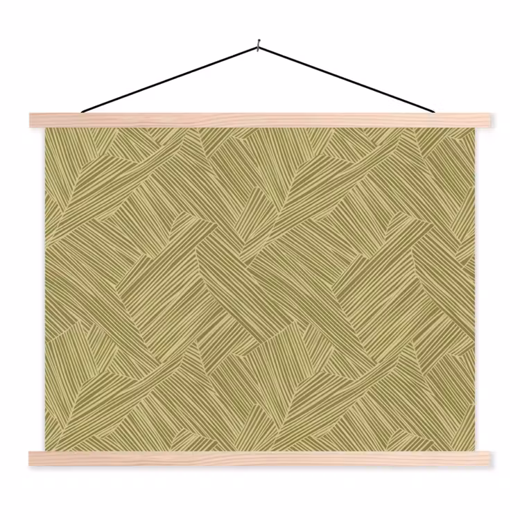 Abstract - Modern - Groen textielposter latten blank klein 122 -3d
