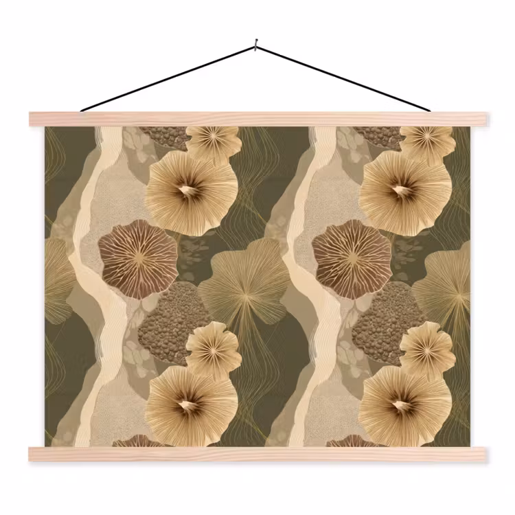 Abstract - Modern - Groen textielposter latten blank klein 122 -3d