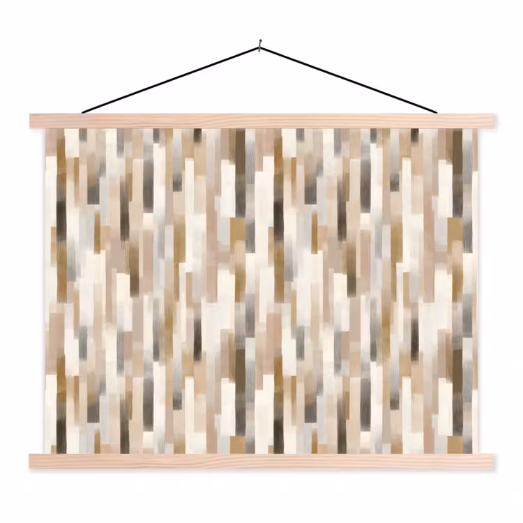 Abstract - Patroon - Kwaststreken textielposter latten blank klein 122 -3d
