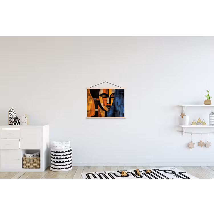 Abstract - Portret - Kleurvakken textielposter latten blank klein -kinderkamer