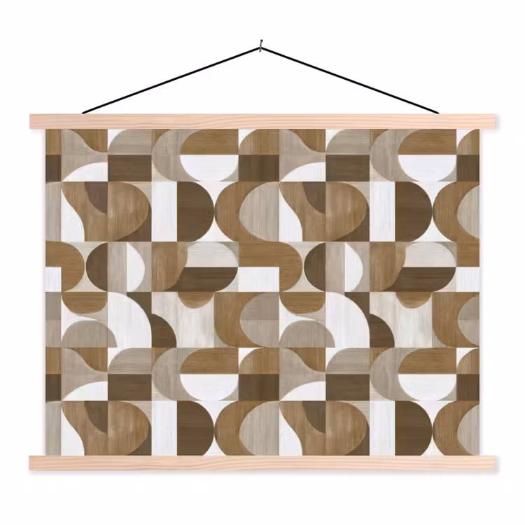 Abstract - Retro - Bruin textielposter latten blank klein 122 -3d
