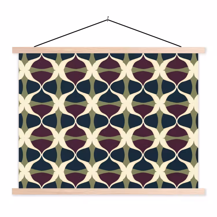 Abstract - Retro - Kleurrijk textielposter latten blank klein 122 -3d