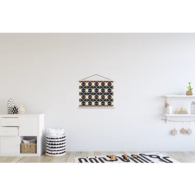 Abstract - Retro - Kleurrijk textielposter latten blank klein 122 -kinderkamer