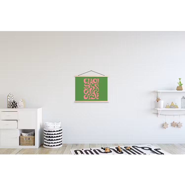 Abstract - Roze - Ciao - Vormen textielposter latten blank klein -kinderkamer