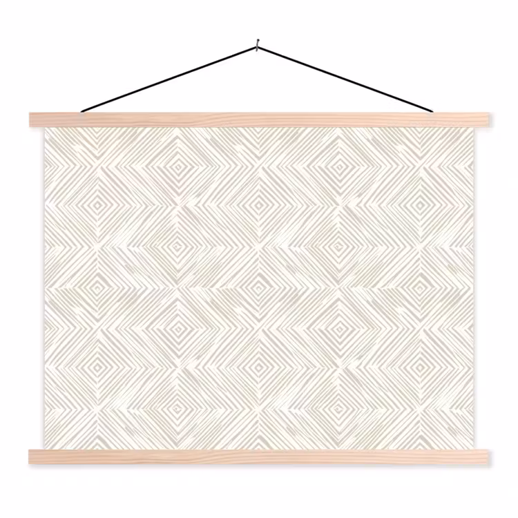 Abstract - Ruiten - Beige textielposter latten blank klein 122 -3d