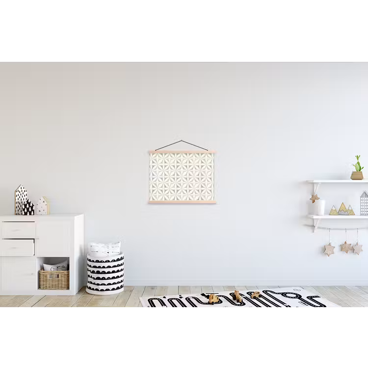 Abstract - Structuur - Grijs - Wit textielposter latten blank klein 122 -kinderkamer