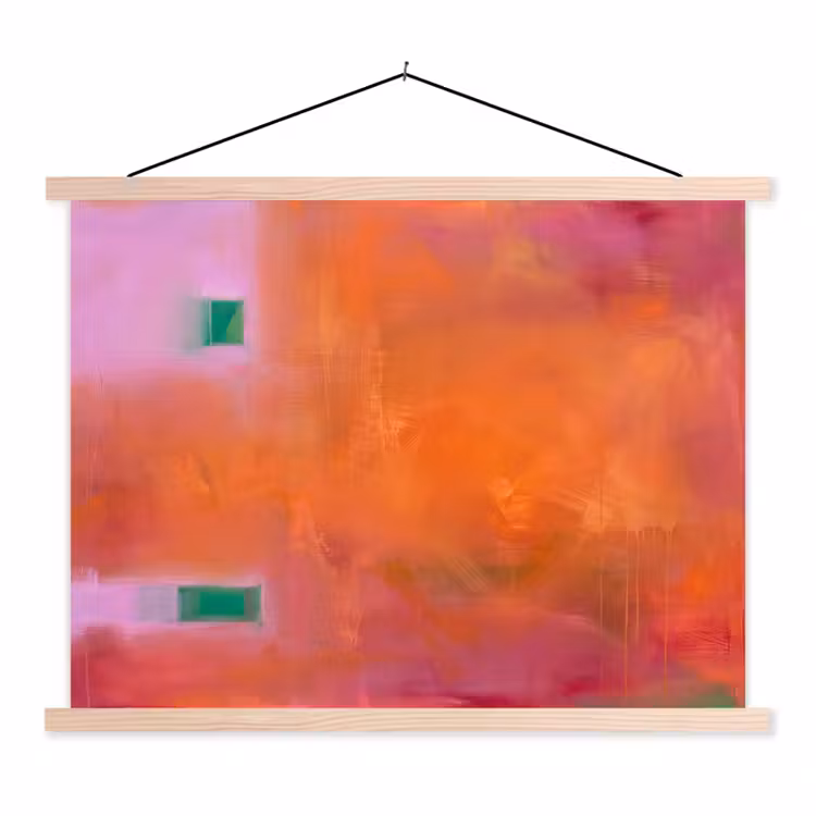 Abstract - Vlakken - Kunst - Modern - Oranje textielposter latten blank klein -3d
