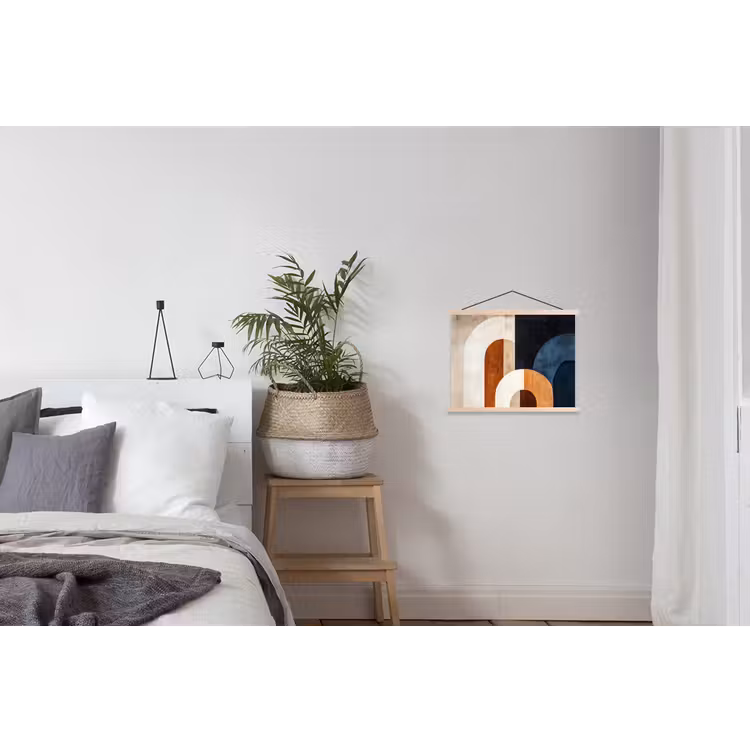 Abstract - Vormen - Donkerblauw textielposter latten blank klein -woonkamer