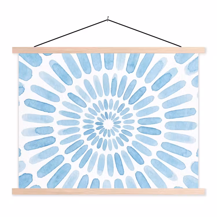 Abstract - Vormen - Kunst - Aquarel - Blauw textielposter latten blank klein -3d