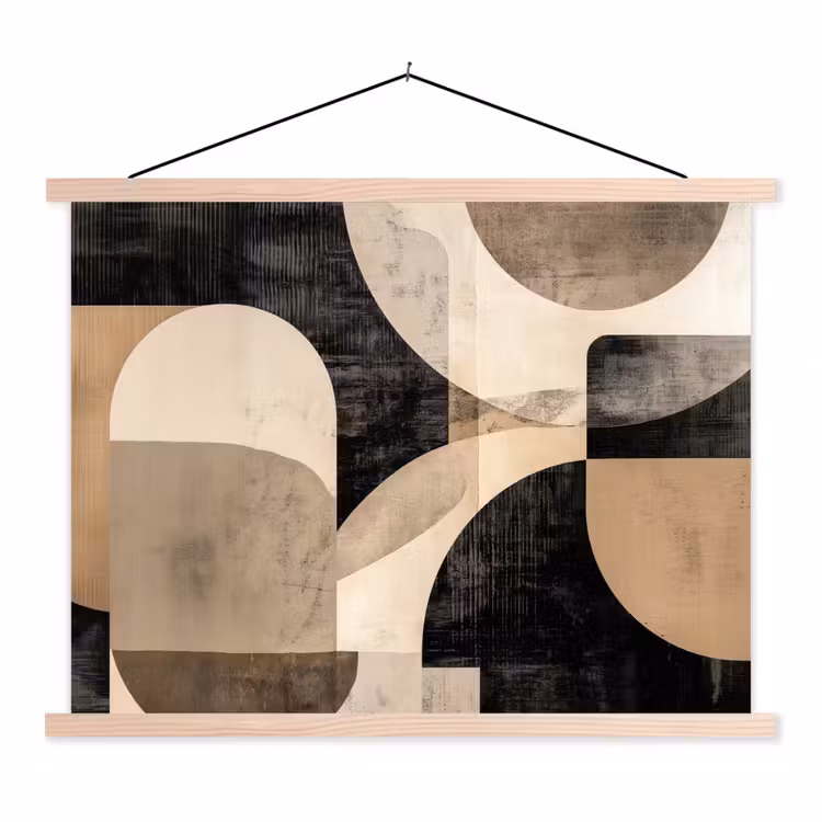 Abstract - Vormen - Modern - Beige textielposter latten blank klein -3d