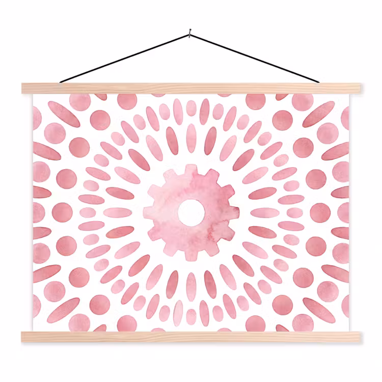Abstract - Vormen - Patroon - Aquarel - Roze textielposter latten blank klein -3d