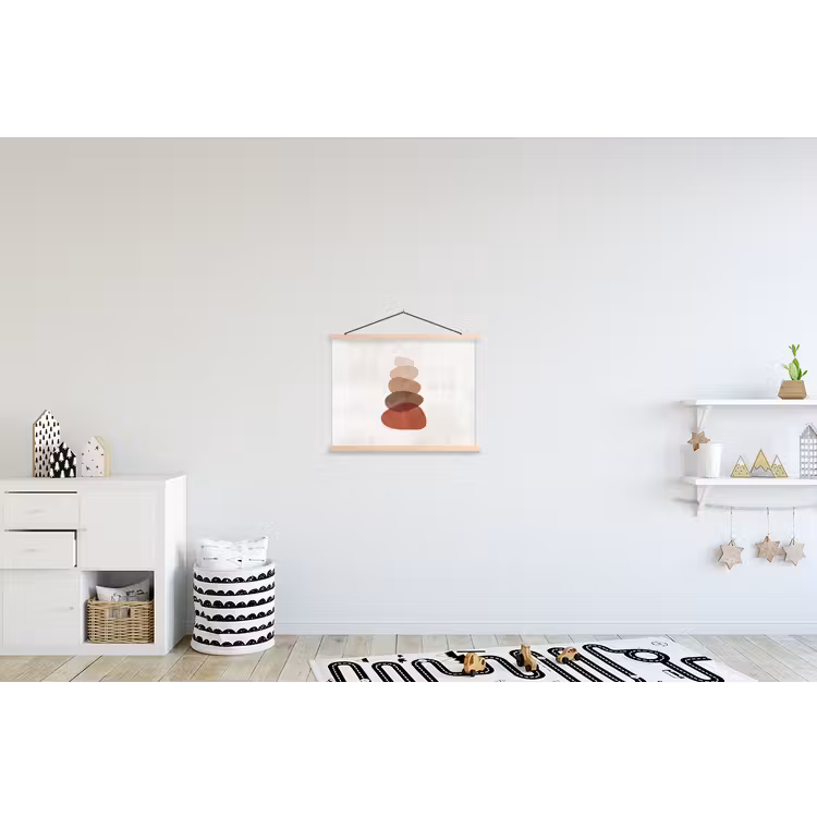 Abstractie - Gestapeld - Balans - Modern - Aardetinten textielposter latten blank klein -kinderkamer