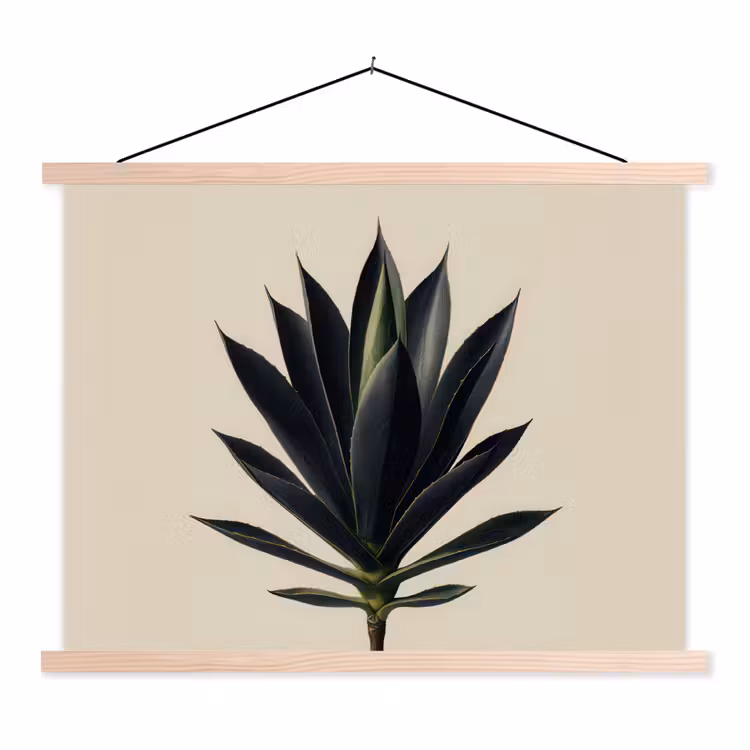 Agaveplant - Symmetrisch - Groen textielposter latten blank klein -3d
