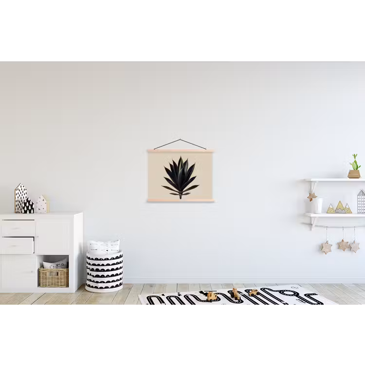 Agaveplant - Symmetrisch - Groen textielposter latten blank klein -kinderkamer