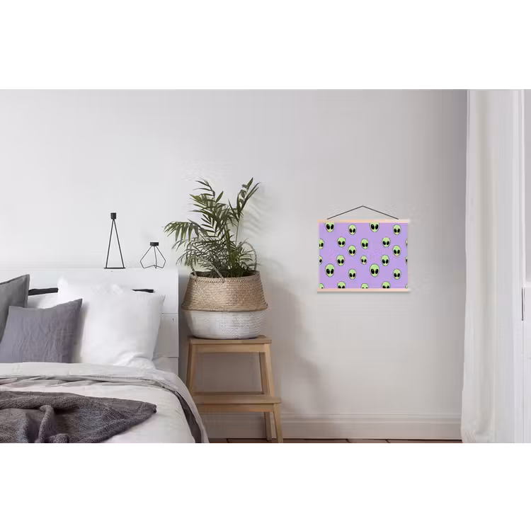 Alien - Retro - Lila textielposter latten blank klein 122 -woonkamer