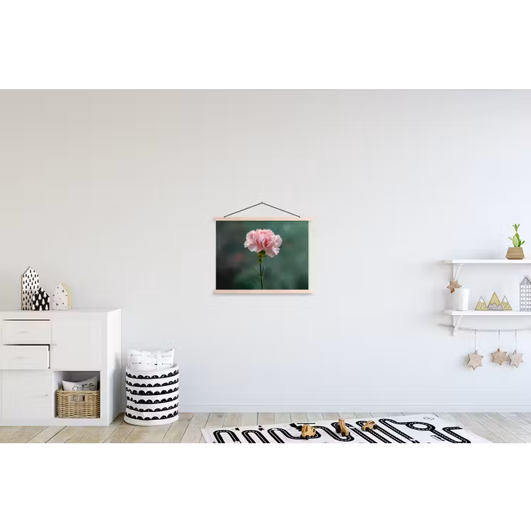 Anjer - Roze - Bloemblaadjes textielposter latten blank klein -kinderkamer